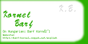 kornel barf business card